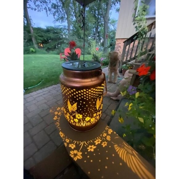 Hummingbird Solar Lantern Lights Outdoor Hanging Metal Decor Lanterns-Waterproof - Picture 3 of 3